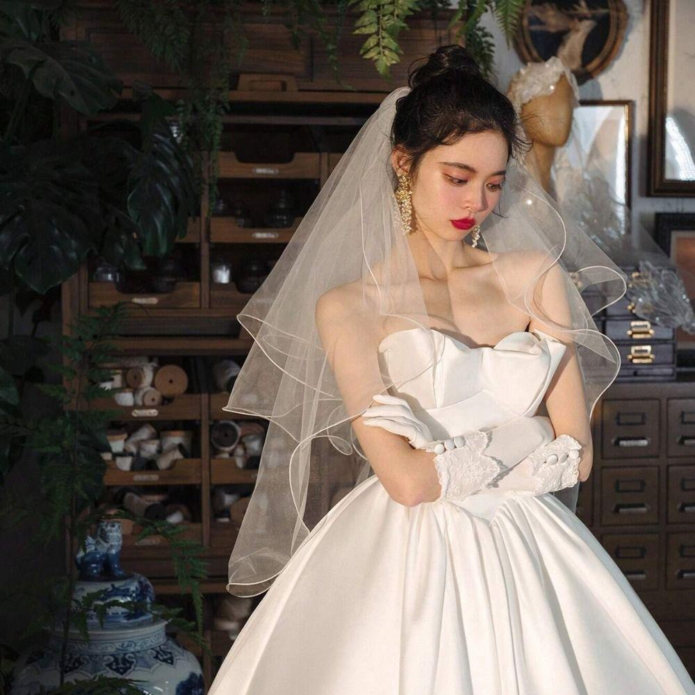 Short Wedding Veils Two Layer Bride Head Gauze New Bridal Veil  Bride Accessories