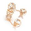 Fashion Rhinestone Hollowed Butterfly Link Finger Ring Adjustable Women Jewelry