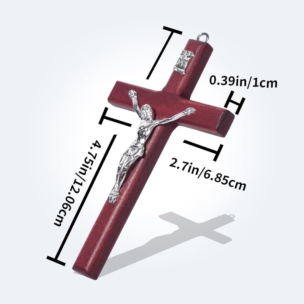 SHAOQINLIN 24 Pieces Crucifix Wall Cross, 4.7 Inch Wooden Wall Hanging Cross Wall Decor Home Decor