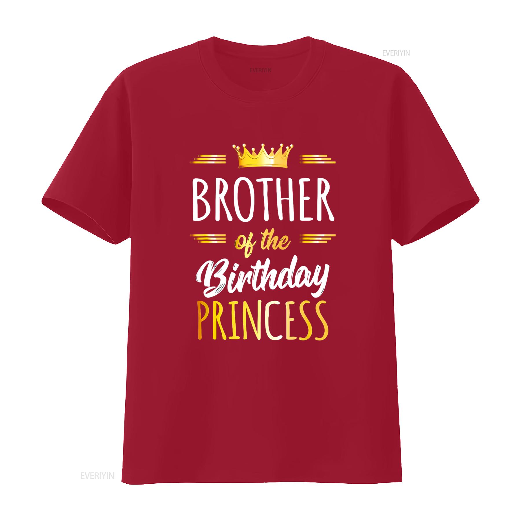 

Brother of the Birthday Princess T Shirt Boys Party Black Medium vintage Washed homme Top For Everyday Wear Versatile Slightly S