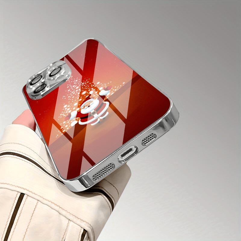 Christmas Santa Claus Snowman Pattern Electroplated Silver Phone Case For Samsung Galaxy S25 S24 S23 Ultra Plus FE Glass Cover