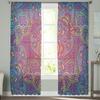 Indian Boho Paisley Texture Window Treatment Tulle Modern Sheer Curtains for Kitchen Living Room the Bedroom Curtains Decoration