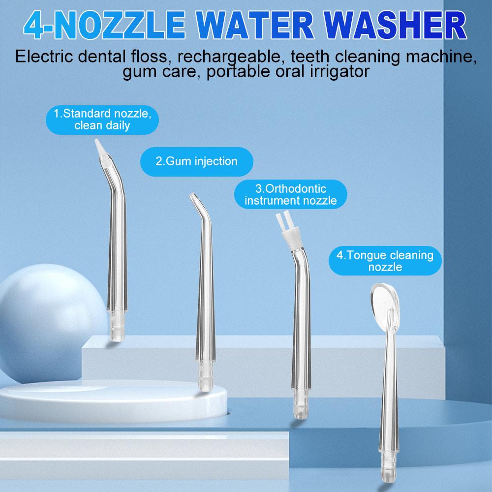 USB Rechargeable Oral Irrigator Portable Pulse Technology Water Flosser Electric 4 Nozzles Teeth Cleaner Travel Home Use