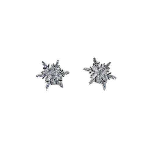 New cold wind flower snowflake light luxury stud earrings exquisite versatile temperament premium Christmas snowflake earrings