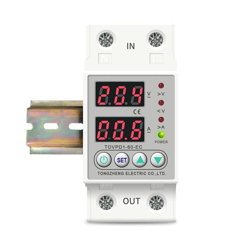 Dispositivo Protetor de Sobretensão e Subtensão Ajustável 230V Relé Protetor Monitor Limite de Corrente 40A 60A 80A 100A 1 Peça(L N 230V 100A)