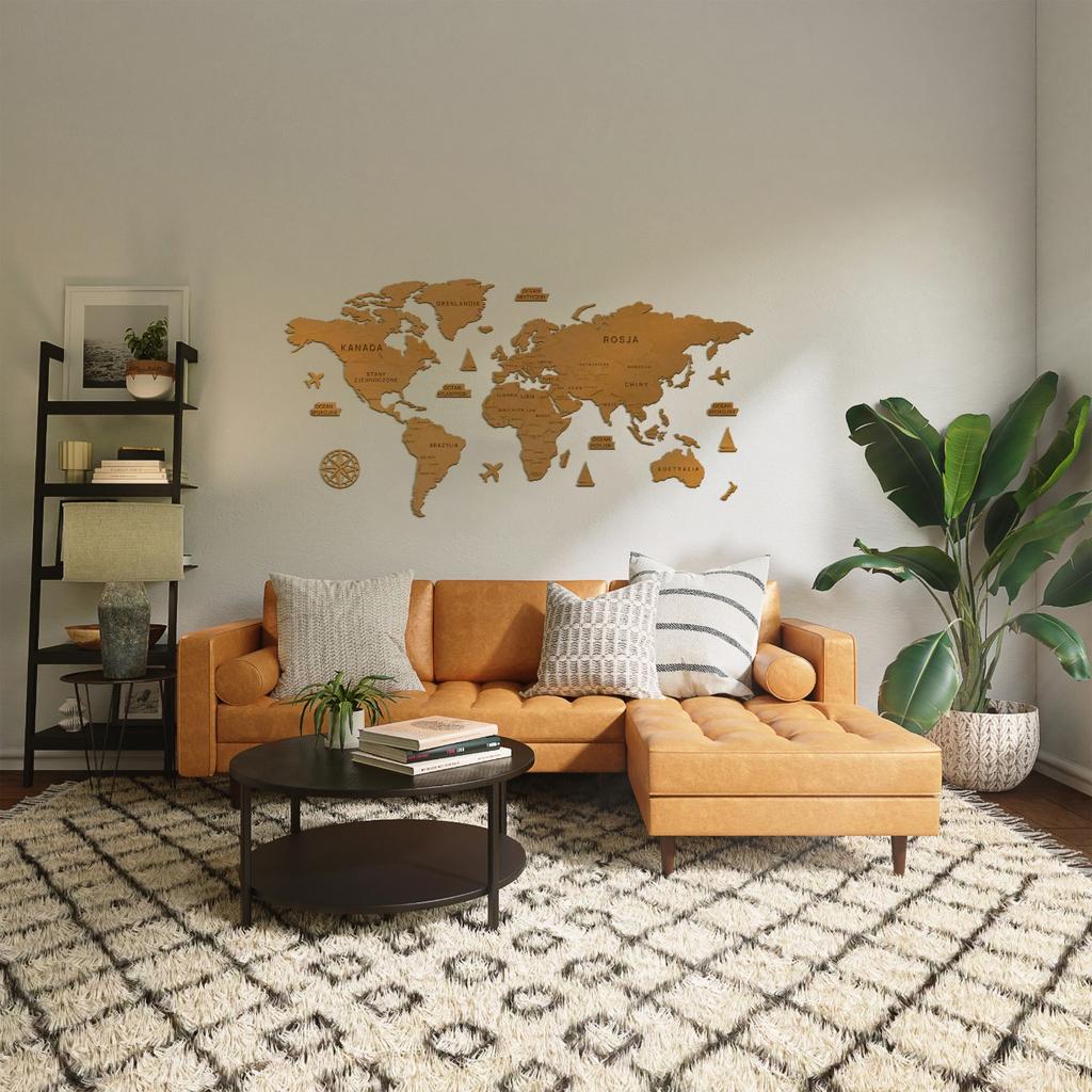 World map of countries with accessories 120cm World map for wall for children