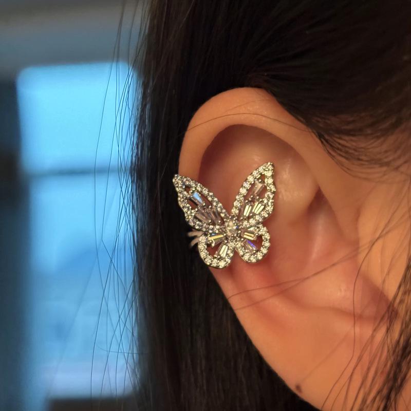 Zirkon Schmetterling Ohrklemme für Damen: Kein Piercing nötig, Stilvoller & Eleganter Knorpel-Ohrring
