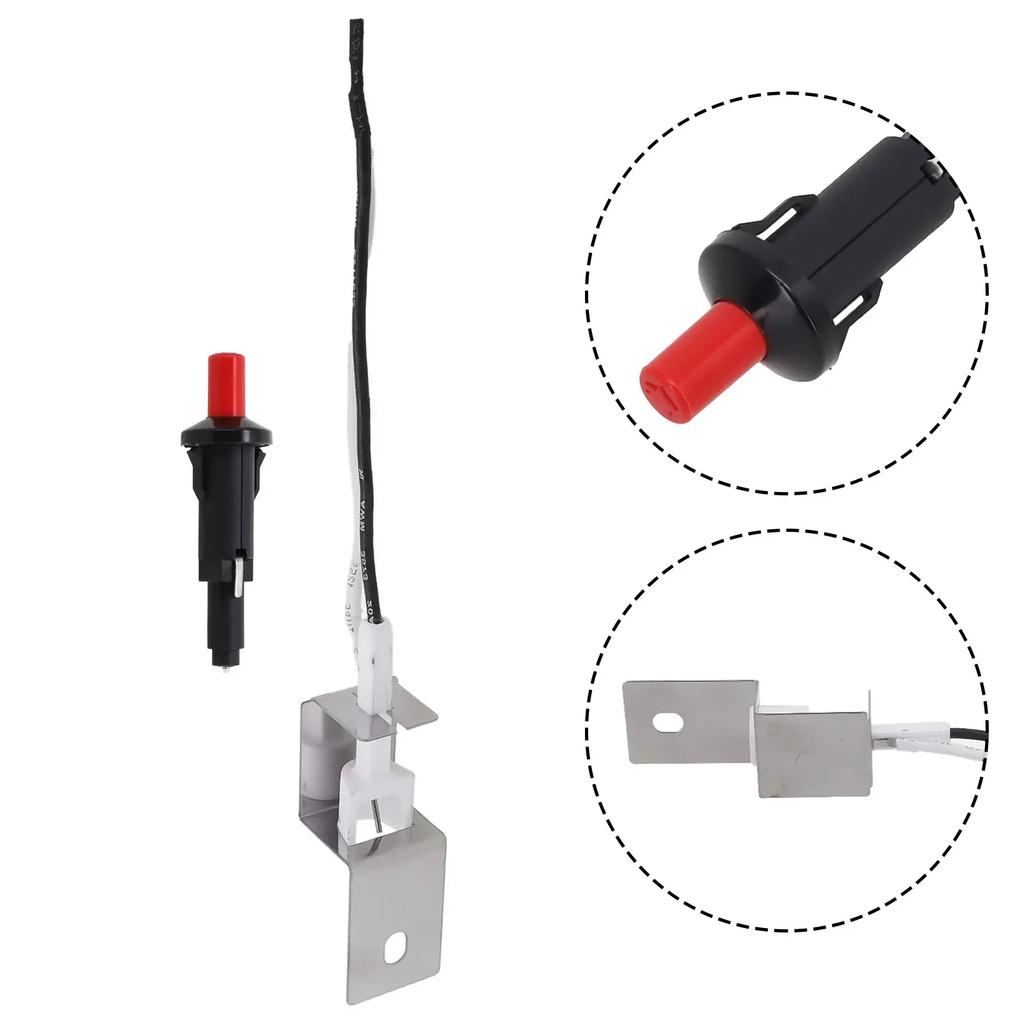 BBQ Grill Ignitor Set Cooking Cookware Push Button Igniters Black Wire Compatible Push Button Igniters White Wire