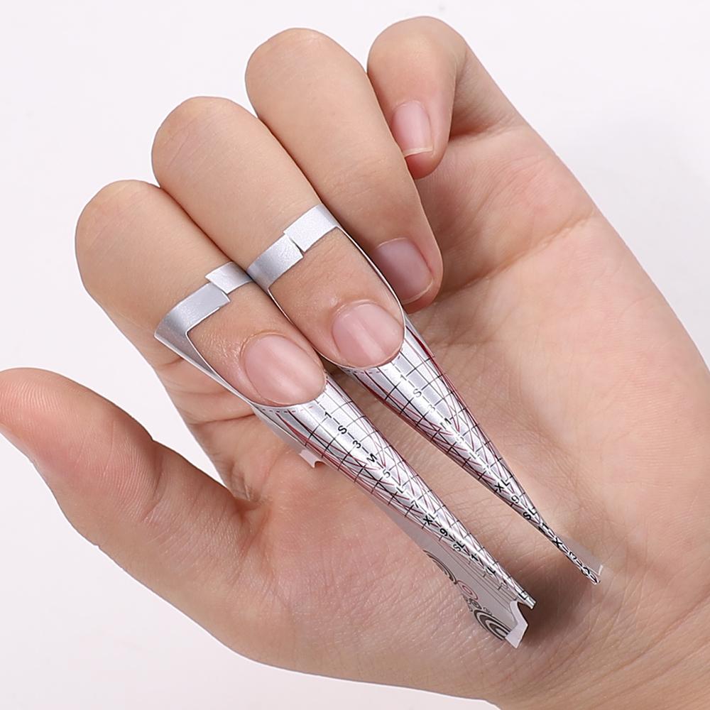 100Pcs/Lot French Nail Form Tips Nail Sticker Extension Acrylic UV Gel Curve False Nails Art Tools DIY Guide Forms Manicure Set