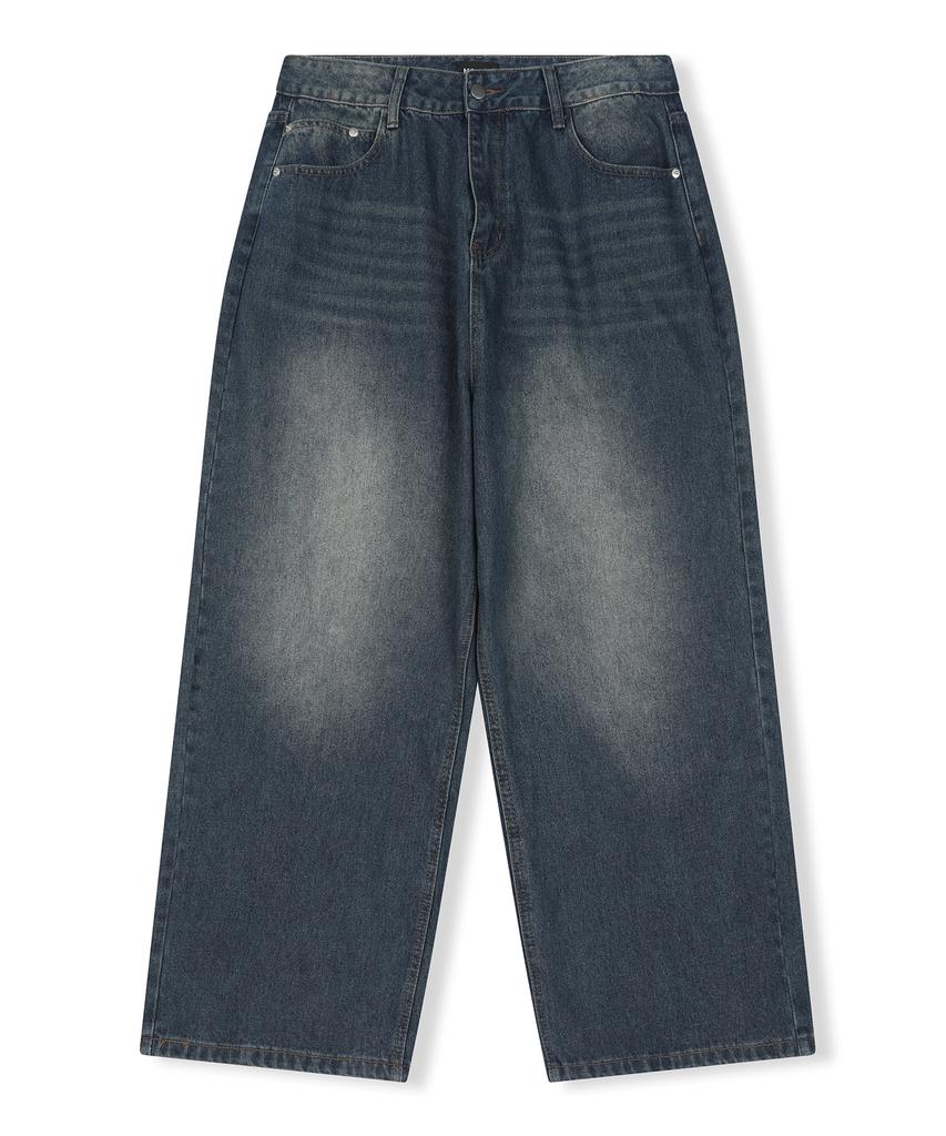 Mubeun More Wide Denim Pants Deep Blue