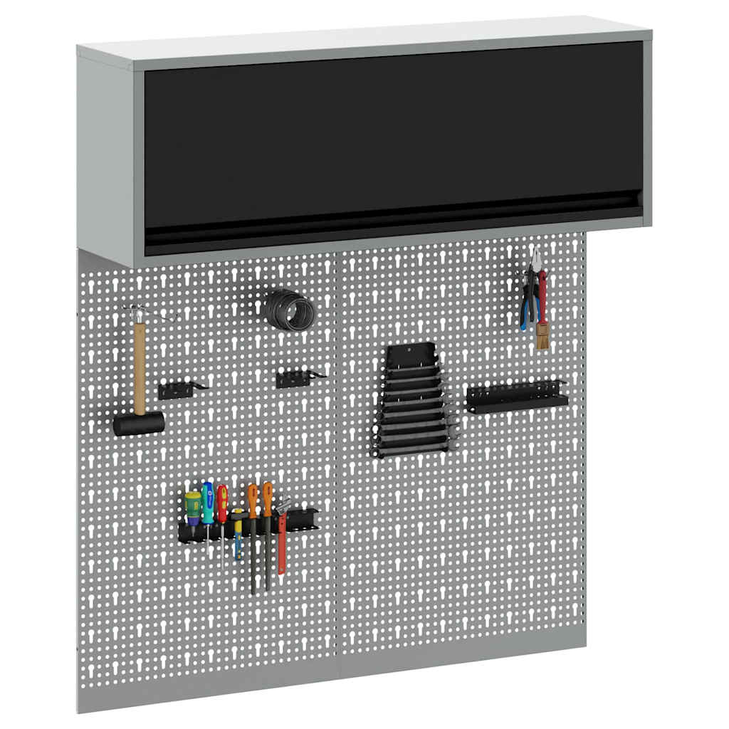 vidaXL 3 Piece Tool Cabinet Set Black Powder Coated Steel