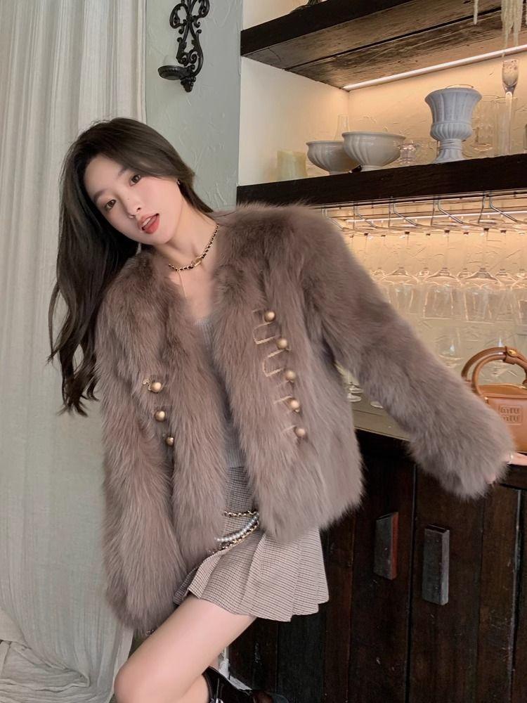 Celebrity imitation fox fur women's winter new short light fur coat