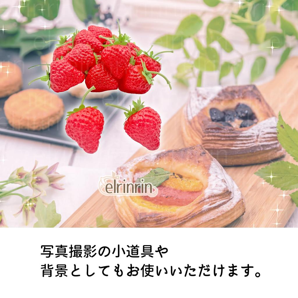 elrinrin Strawberry Food Sample 50 with Realistic Food Fruit for Display of Models, Pieces, Stems, Strawberries, Samples, (Set 50/Red)