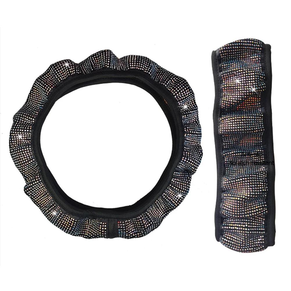 Coprivolante per auto con strass con protezione per volante Suv per auto scintillante in cristallo di diamante adatto per veicoli da 14,5-15 pollici