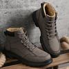 Men Gray Coffee Large Size Large Size Leather Work Boots Lace Up Rugged Utility Shoes Outdoor Walking Autumn Travel Footwear