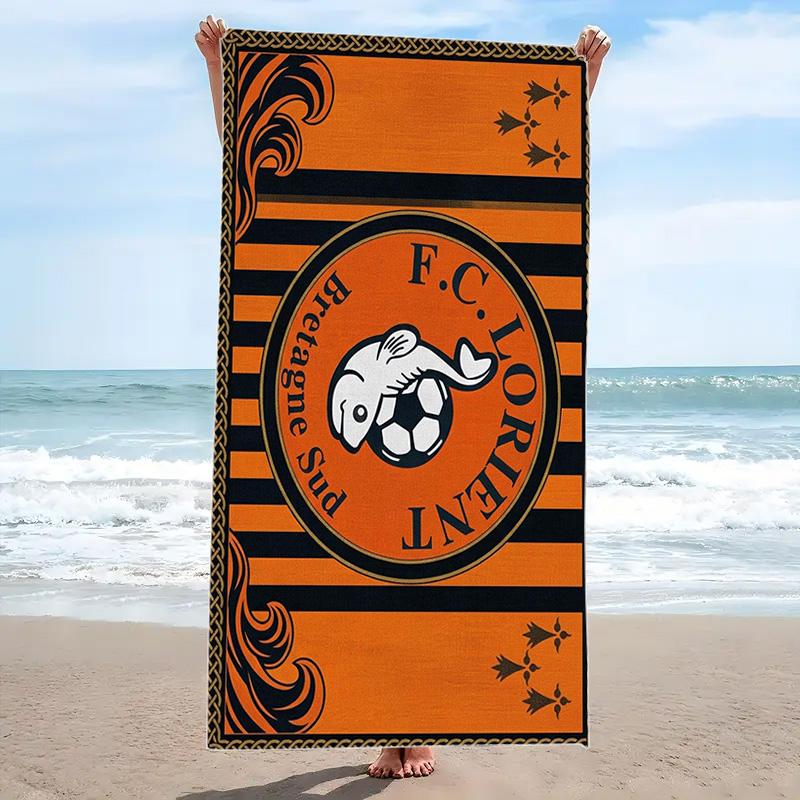 FC Lorient Print Beach Towel, Large Soft Quick Dry Towel for Beach Camping Swimming