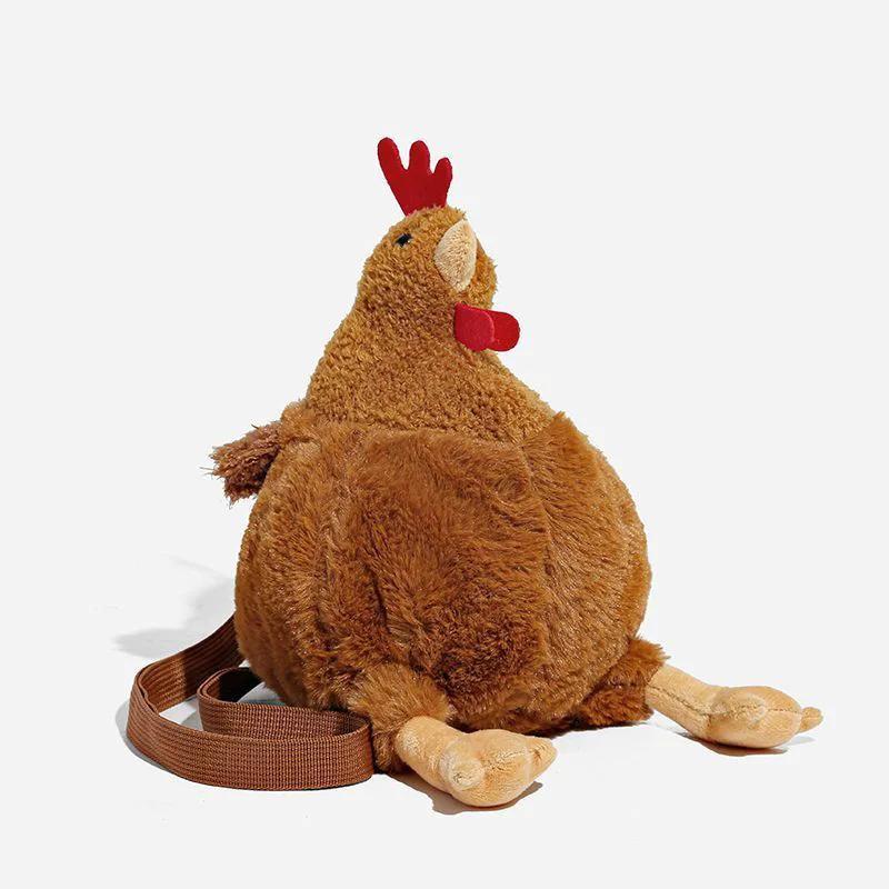 Women Funny chicken plush doll shoulder bag girl new plush hen little crossbody bag