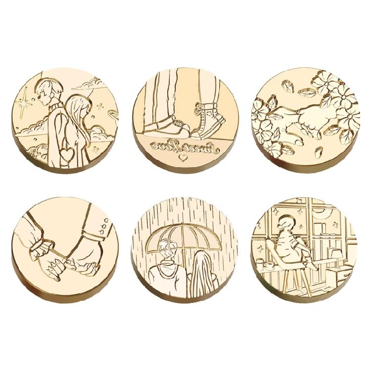 Round Wax Seal Stamp Head for Scrapbooking, Party Invitations Gift Packing Decor