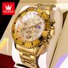OLEVS 2870 Gold Herrenuhr Luxus Original Taucher Serie Herrenuhr Kalender Mondphase Chronograph Sport Herren Quarz Uhr Geschenk