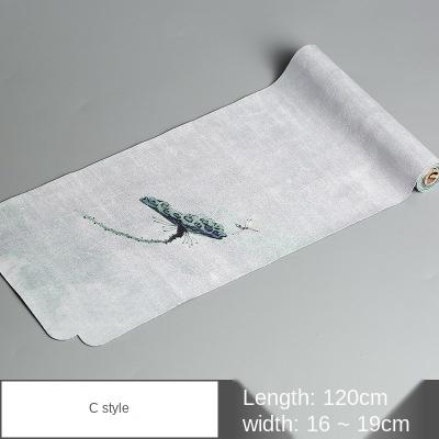 Cotton Linen Crafts Table Runner Chinese-Style Clear Lotus Drunk Suede Tea Table Tea Mat Dry Tea Towel Mat Tea Curtain Tea Towel