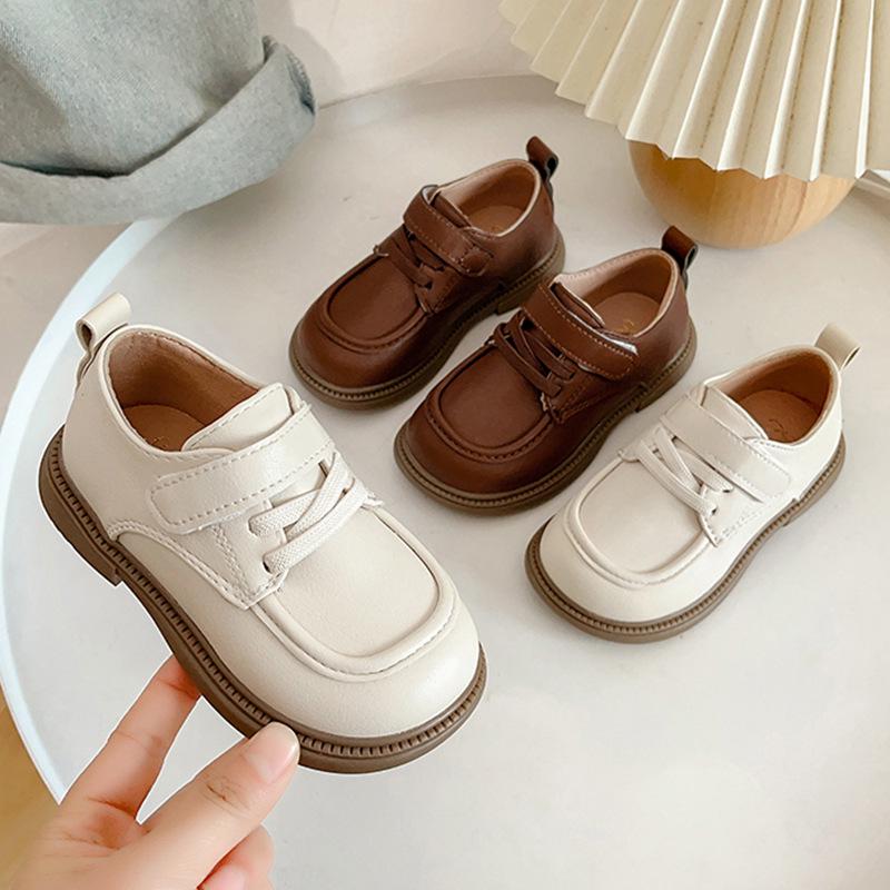 Kinder-Leder-Schuhe mit weicher Sohle - Mädchen Frühling/Herbst Britischer Stil Lässig & Bequem Rutschfeste Lauflernschuhe für Kleinkinder