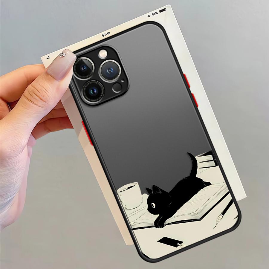 Funda Back Phone Cover Case for iPhone 17 Pro Max 15 7 8 SE 12 16 Plus XS XR 11 14 13 Mini Air Cute Cat
