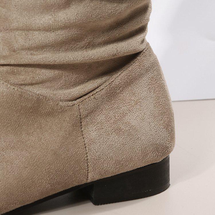 2022 Women's European & American Over-the-Knee Chunky Heel Velvet Boots with Pleated Stacked Sleeves
