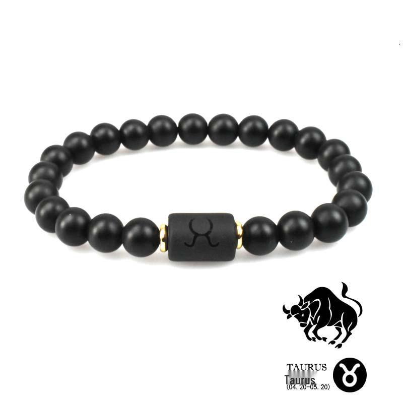 

Браслет для пары из натурального камня «Зодиак» с бусинами из матового черного агата