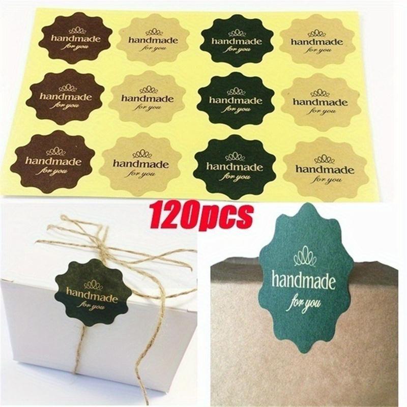 New 12Sheets Vintage Flower Round Wave Kraft Paper Handmade Seal Sticker For Handmade  DIY Multifunctional Gift Wholesale