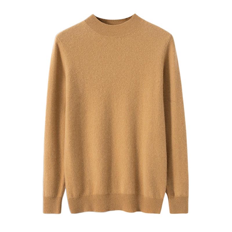 2023 Men's Plus Size Cashmere Sweater - Business Casual, Half-High Neck, Autumn/Winter Knit