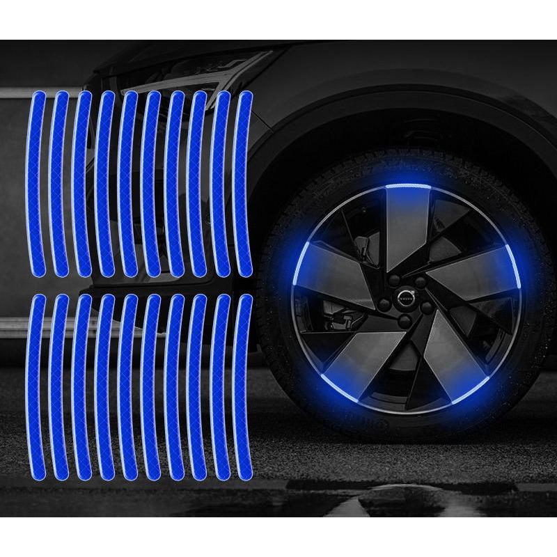 20pcs Car Wheel Reflective Colorful Laser Luminous Tire Anti-collision Stickers Personalized Creative Motorcycle Electric Car Stickers