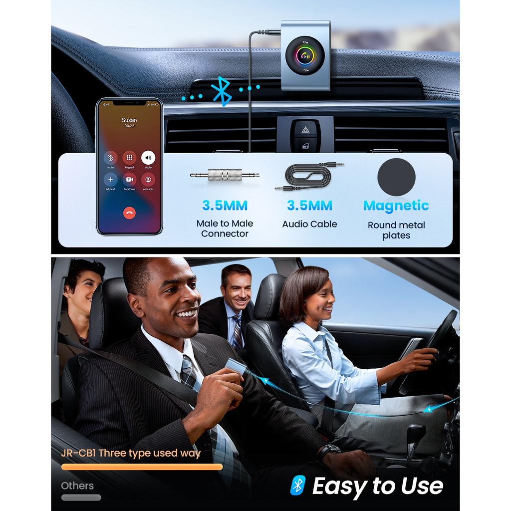 Aux Car Bluetooth 5.3 Adapter, Hi-Fi Stereo Audio, Aux for Hands-Free Kit, Noise Reduction, Bluetooth Aux Receiver, 3.5 Mm Jack for Car Sound System