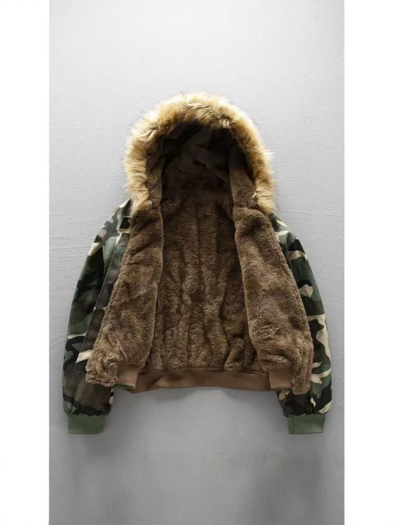2025 Winter Herren Doppelseitige Camouflage Streetwear Kapuzenjacke aus Baumwolle