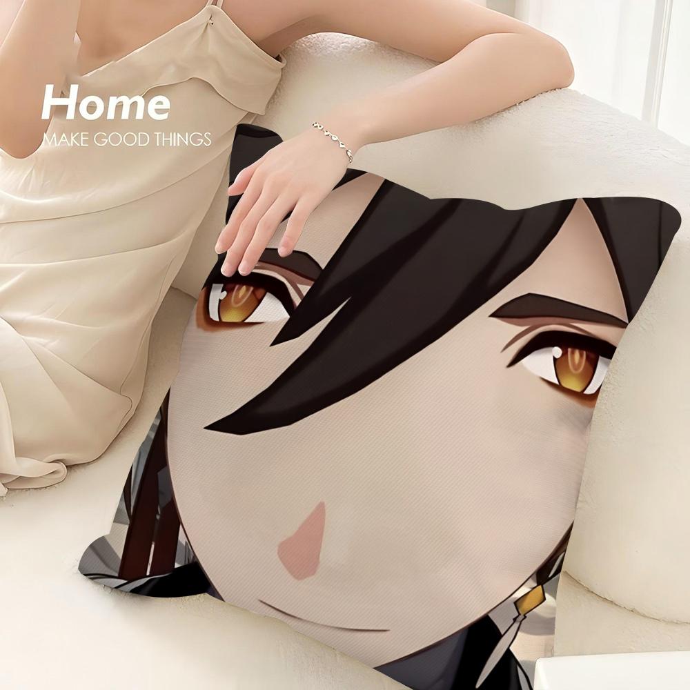 Zhongli Genshin Impact Pillow Case 3D Print Polyester Fiber 45*45 cm Home Sofa Throw Pillow Cover Decoration Festival Gift