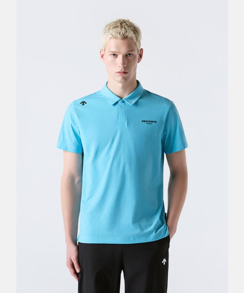 DESCENTE Tough Small Wording Polo Short Sleeve T-Shirt Blue Sr323Ups74 (B Type)