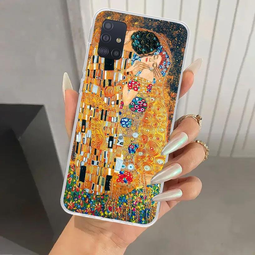 Kiss by Gustav Klimt Desig Phone Case for Samsung Galaxy A52 A32 A22 A12 A02S A50S A30S A10S Note 20 Ultra 10 Plus S10 A31 A20 A