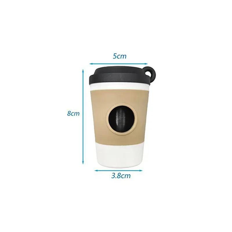 Contenitore Portatile Dispenser per Deiezioni di Animali Domestici Design Tazza da Caffè Creativa Contenitore Rifiuti Cane Scatola Porta Sacchetti per Rifiuti Passeggiata Cane all'Aperto
