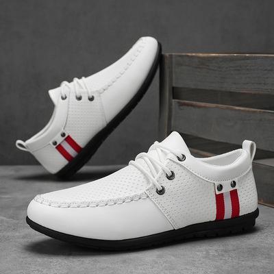 Fashion Men Loafers Comfort Flat Casual Shoes Breathable Slip-On Soft Cow Leather Driving Shoes Moccasins Hombre Shoes White Sneaker