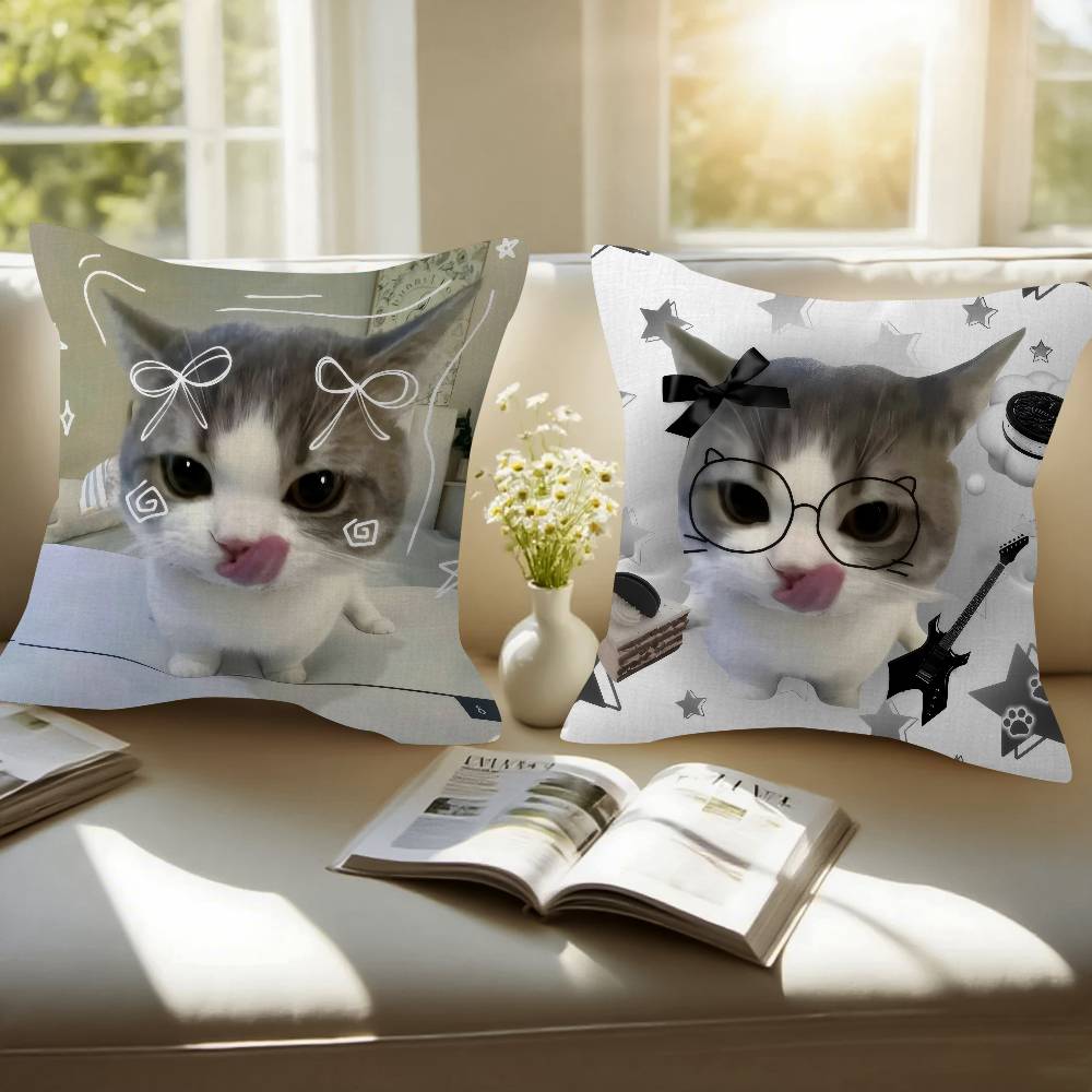 Cute Funny Cat Meme Maple Design Cushion Cover Happy Autumn Harvest Decor Holiday Decorati Pillow Cover