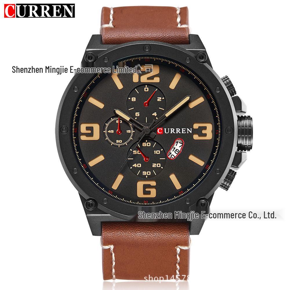 CURREN 8230 Men's Quartz Sport Watch with Casual Leather Strap and Calendar Function