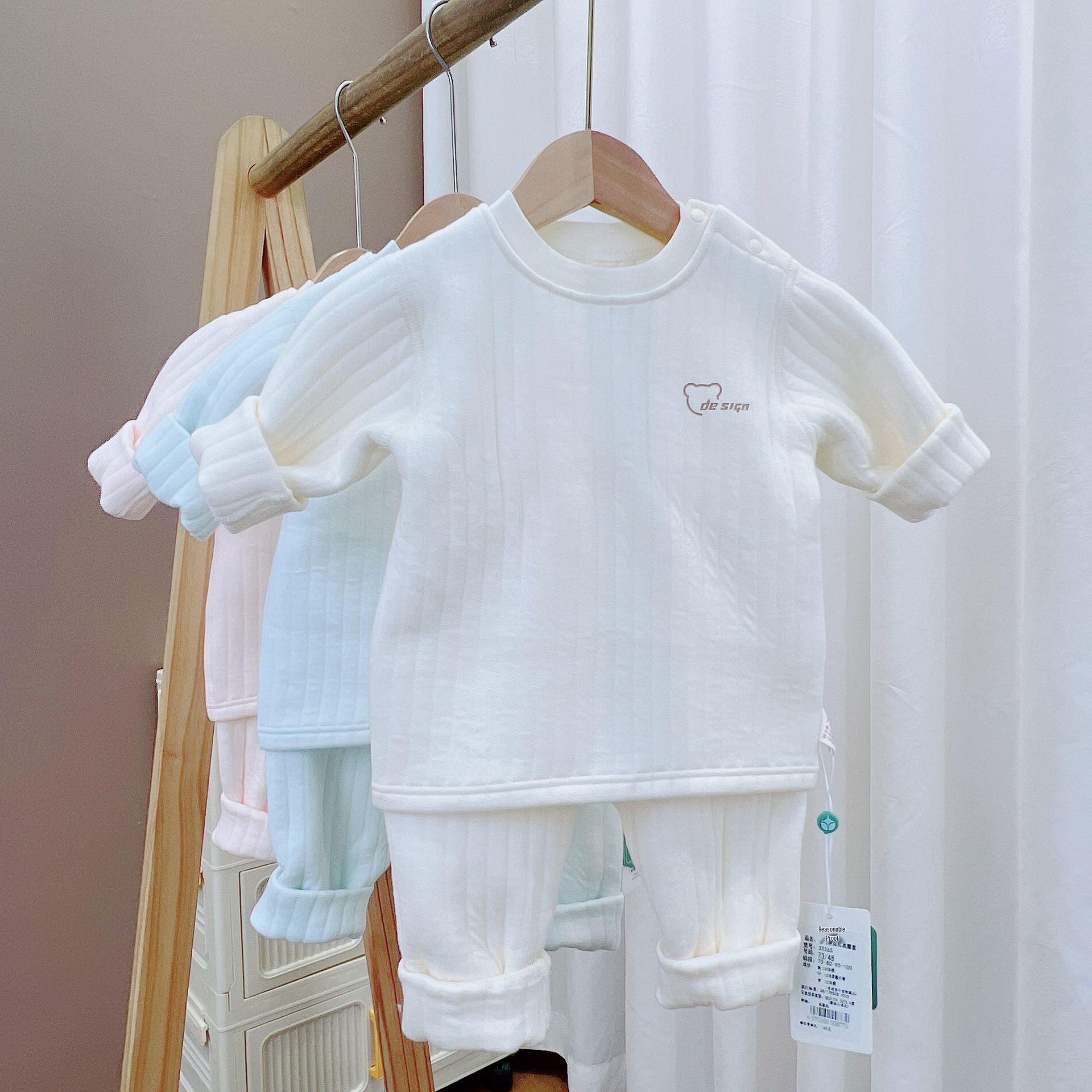 

Baby Air Cotton High Waist Winter Set - Long Sleeve Two-Piece for Kindergarten Girls 100 (14-18 months, 30 lbs)