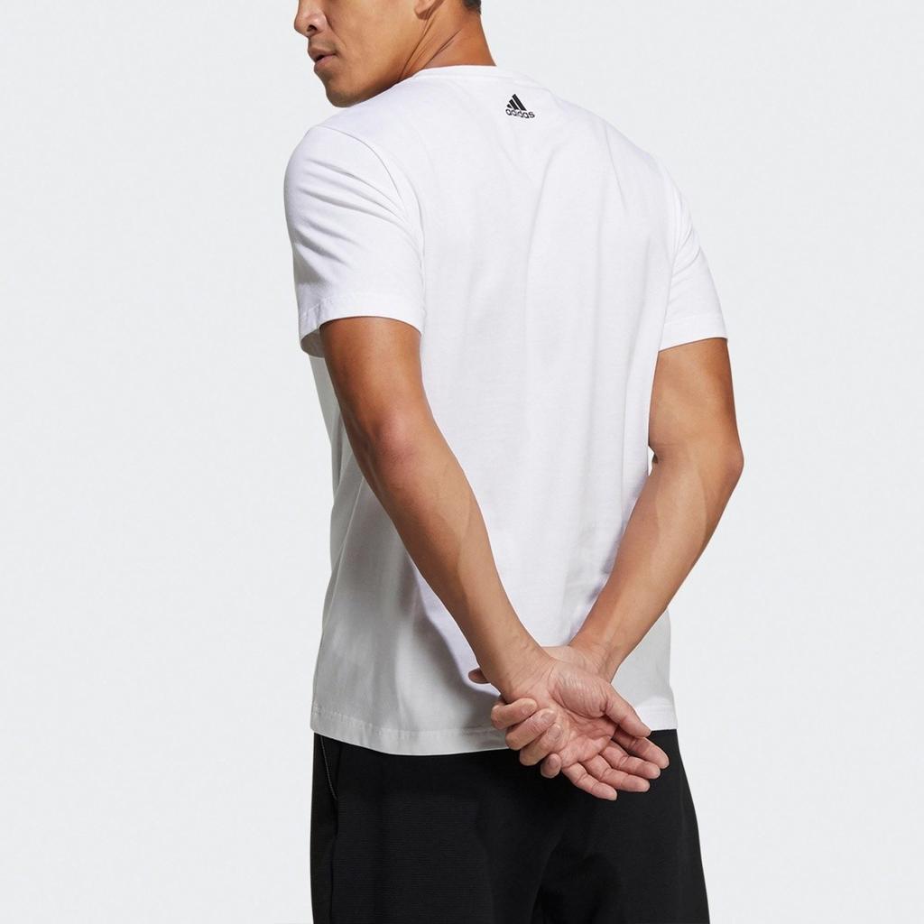 adidas Logo Print Athletic Style Crew Neck Short Sleeve T-Shirt Men’s White