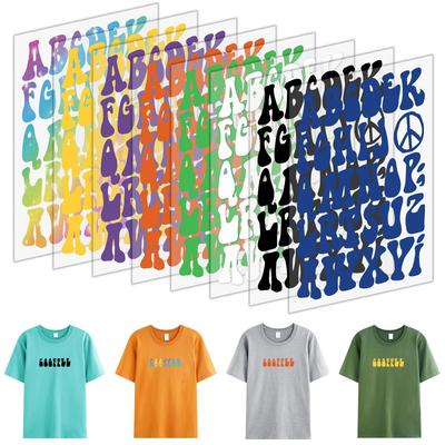 Creative Iron-on Patches with 2-Inch Alphabet Letters, Clothing Stickers, Heat Transfer Vinyl for Printing On T-Shirts, Sweatshirts, Caps