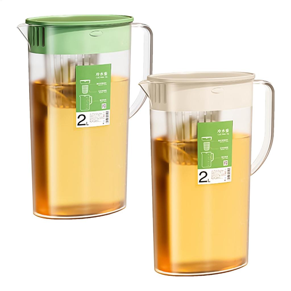 2L Large Water Pitcher With Handle And Lid Heat Resisttant Cold Hot Kettle Large-capacity Tea Pitcher Water Juice Jug Ice Drink