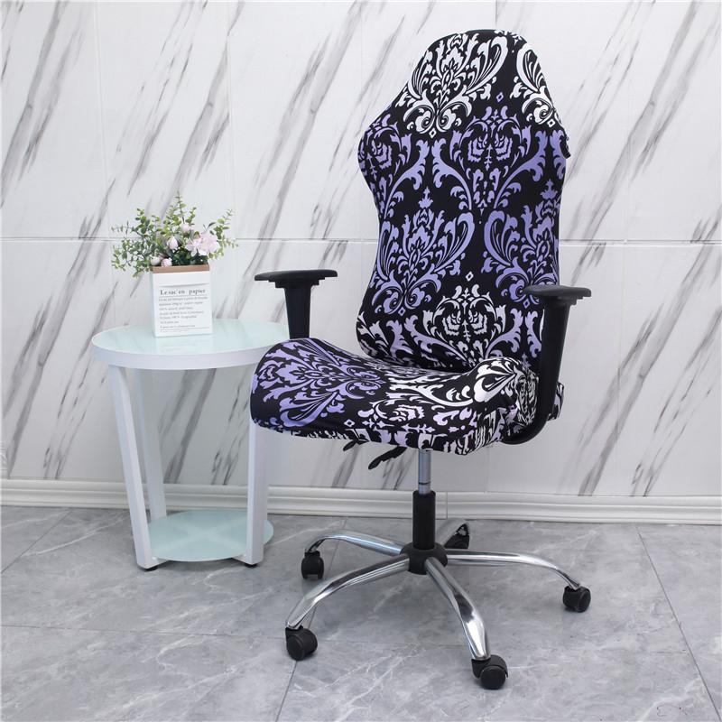 1 Pcs Office Computer Gaming Chair Covers Stretch Armchair Gamer Seat Cover Flower Printed Racing Desk Rotating Slipcovers