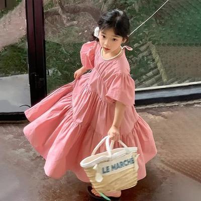 Girl Summer Puffy Dresses Kids Princess Puff Sleeve Ball Gown Children Birthday Cute Clothes Teenager Casual Fashion Vestidos