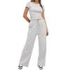 Women's 2 Piece Outfit Short Sleeve T-Shirt Wide Leg Pants Casual Tracksuit 