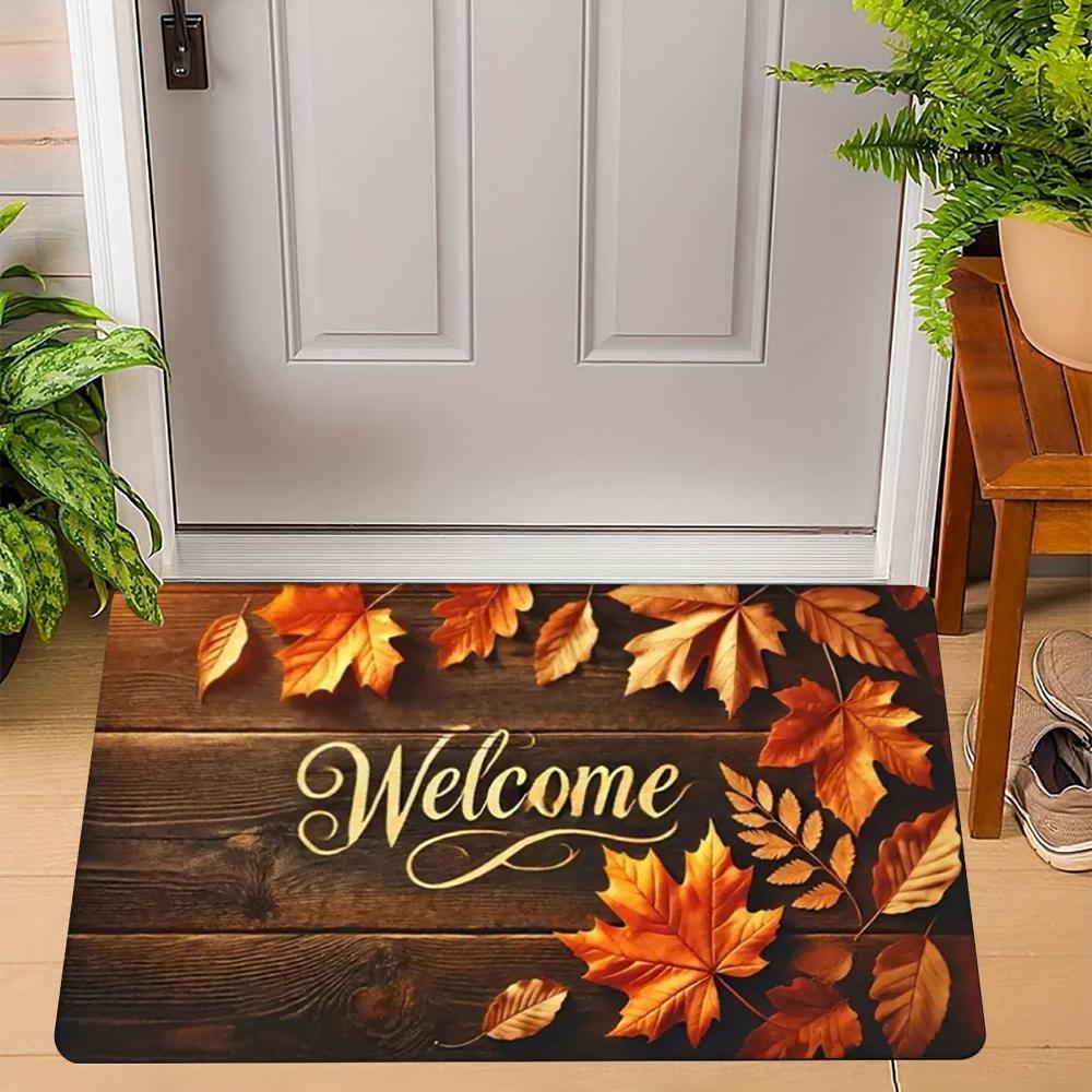 

Autumn Maple Leaf Welcome Mat NonSlip Entrance Rug for Living Room Bedroom Kitchen Indoor Garden Entryway Season Home Decor 40x60cm