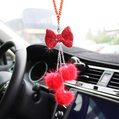 Car Pendant Sparkling Rhinestone Hanging Ornament with Lanyard Easy To Hang Rearview Mirror Artificial Crystal Decoration