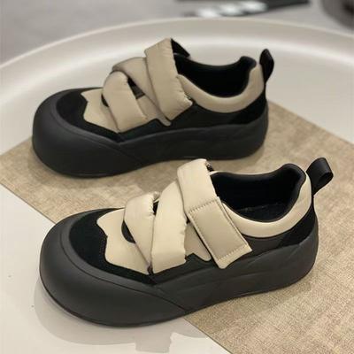 Nuove scarpe primaverili 2025, pigre, a pedale unico, brutte ma carine, con testa grande, chiusura in velcro, suola platform, scarpe a panino, scarpe casual da studente donna